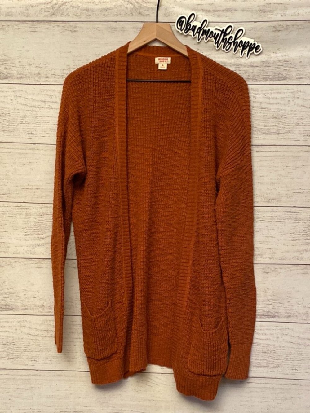 Mossimo for Target Burnt Orange Grandpa Open Front Cardigan Size XL